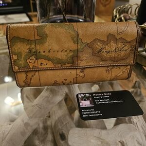 Alviero Martini Tan Map Print Wallet